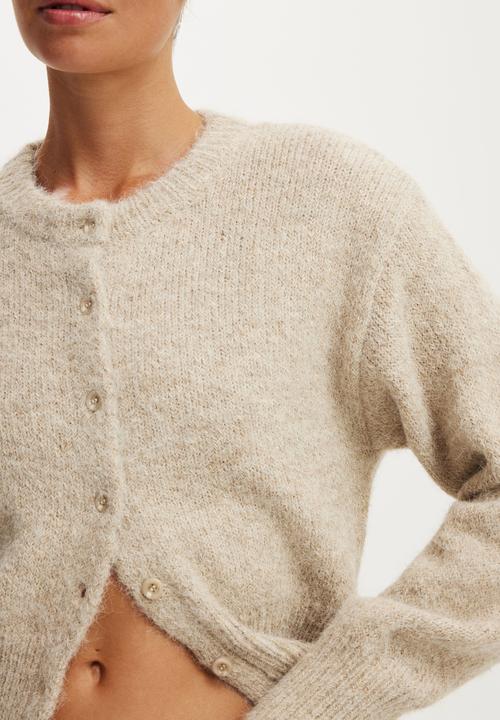 Cotton On - Luxe dreamy crew cardi - chai dust marle