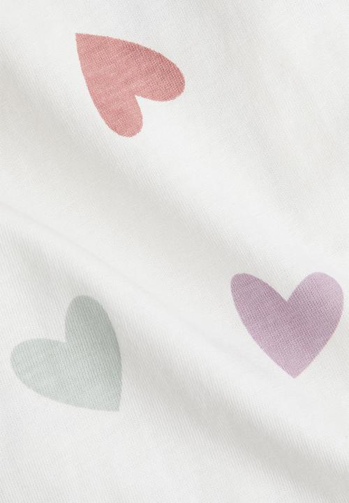 H&M - Patterned sleepsuit - white hearts