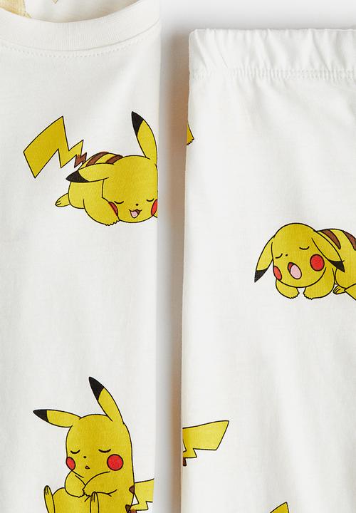 H&M - Printed cotton jersey pyjamas - white pokémon 