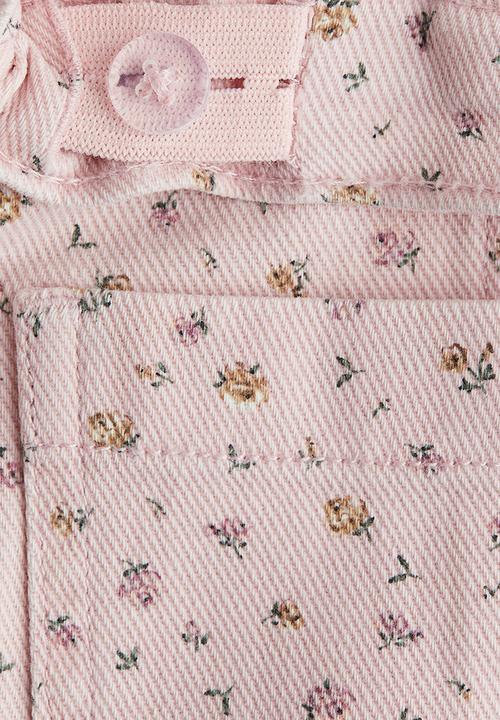 H&M - Cotton twill skirt - light pink/floral 