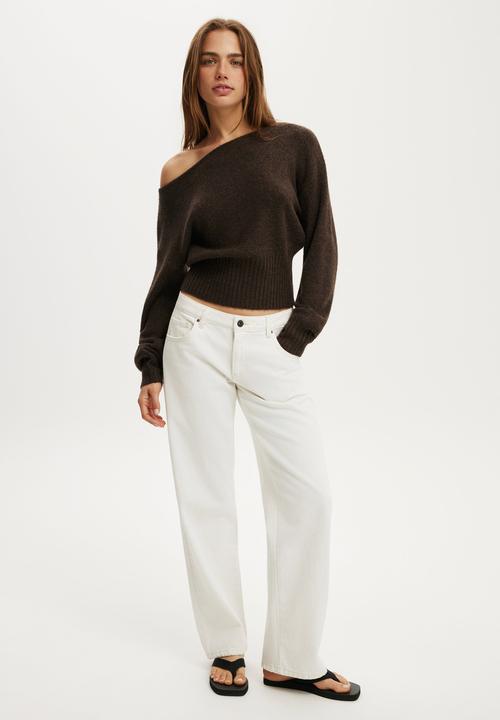 Cotton On - Softest luxe off shoulder knit - dark oak