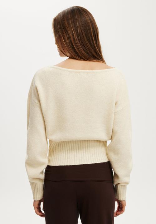 Softest Luxe Off Shoulder Knit - Honey Cream