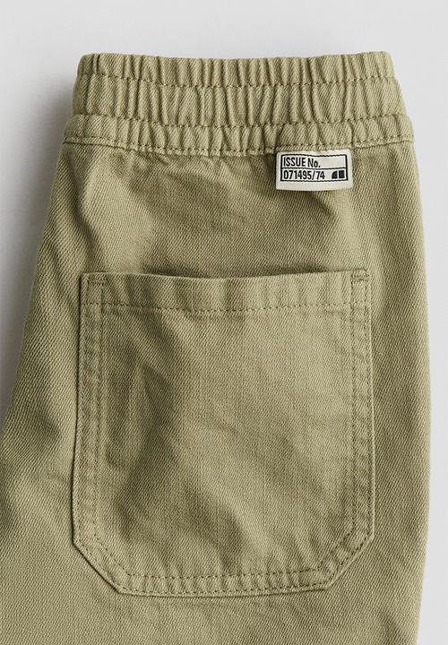 H&M - Cotton twill trousers - light khaki green