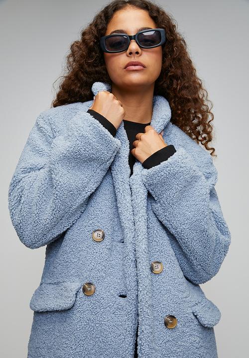 Brave Soul - Ladies Long Length Double Breasted Jacket - Blue