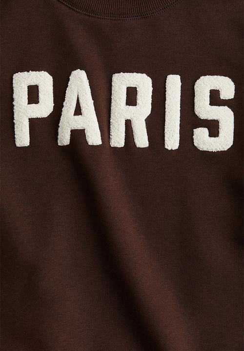 H&M - Motif-detail sweatshirt - dark brown/paris
