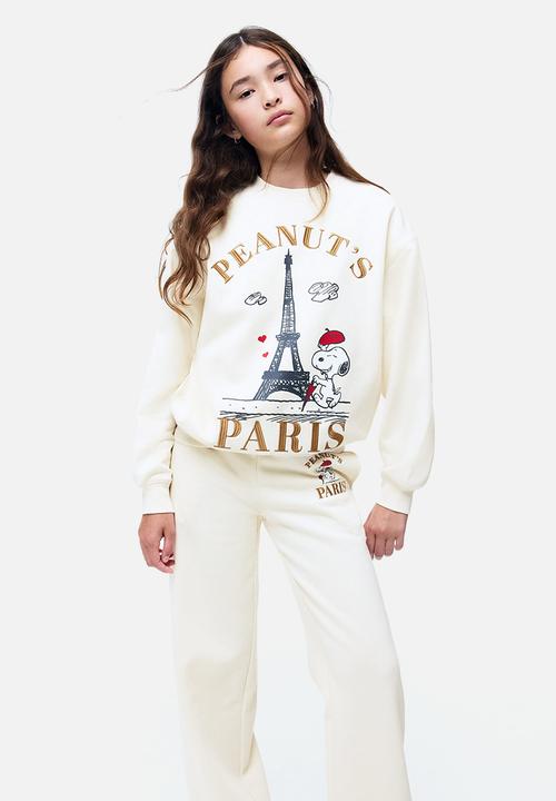 H&M - Oversized print-motif sweatshirt - cream/snoopy