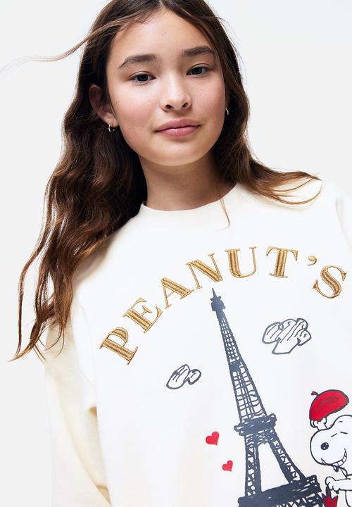 H&M - Oversized print-motif sweatshirt - cream/snoopy