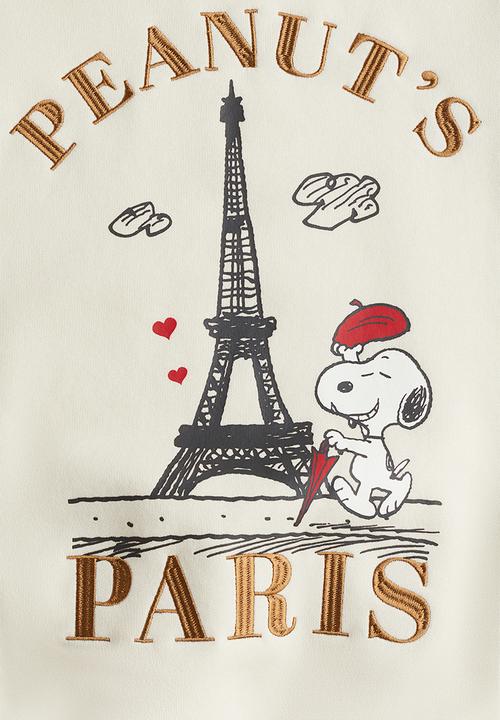 H&M - Oversized print-motif sweatshirt - cream/snoopy