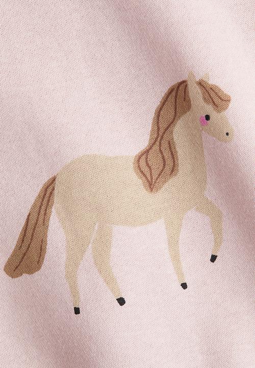 H&M - Printed brushed-inside sweatshirt - light pink/horses 