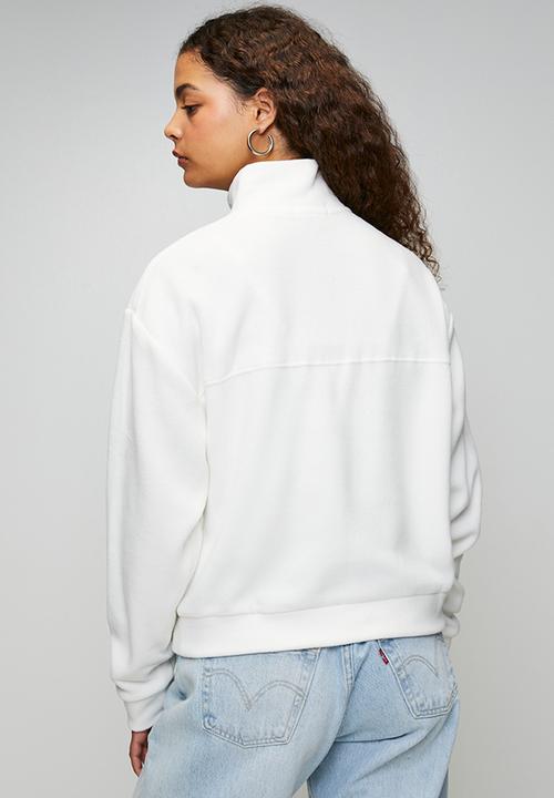 Brave Soul - Ladies Mid Zip Fleece Sweatshirt - Cream