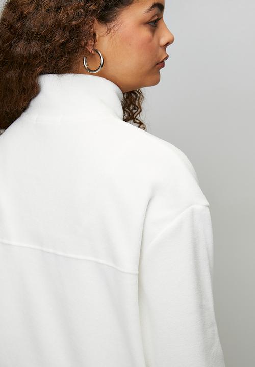 Brave Soul - Ladies Mid Zip Fleece Sweatshirt - Cream