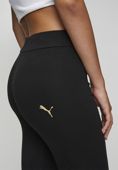 PUMA - Ess Logo Lab Metallic Leggings W Bl - Puma Black-Puma Silver