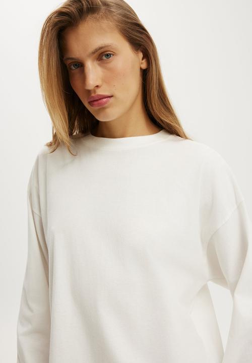 Cotton On - Oversized boxy long sleeve tee - vintage white