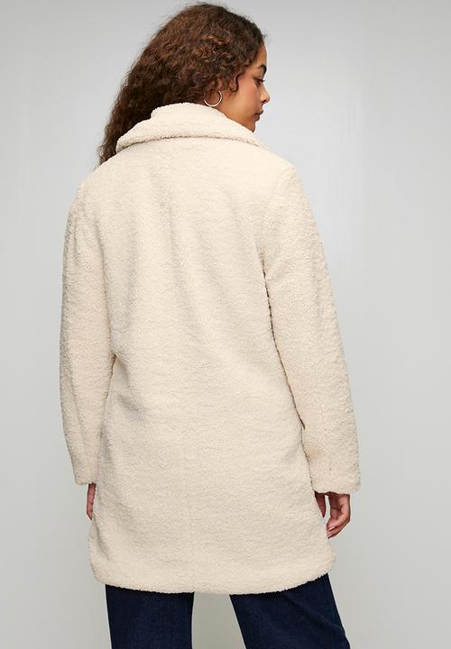 Brave Soul - Ladies Long Length Double Breasted Jacket - Cream