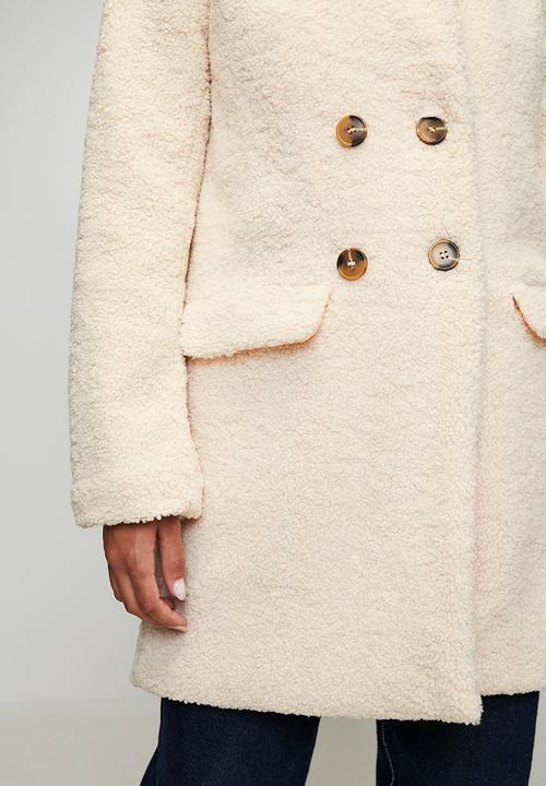 Brave Soul - Ladies Long Length Double Breasted Jacket - Cream