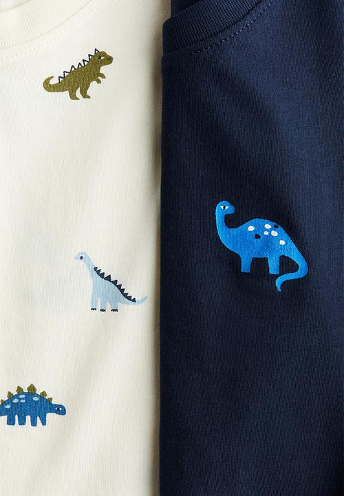H&M - 2-Pack printed vest tops - cream/dinosaurs