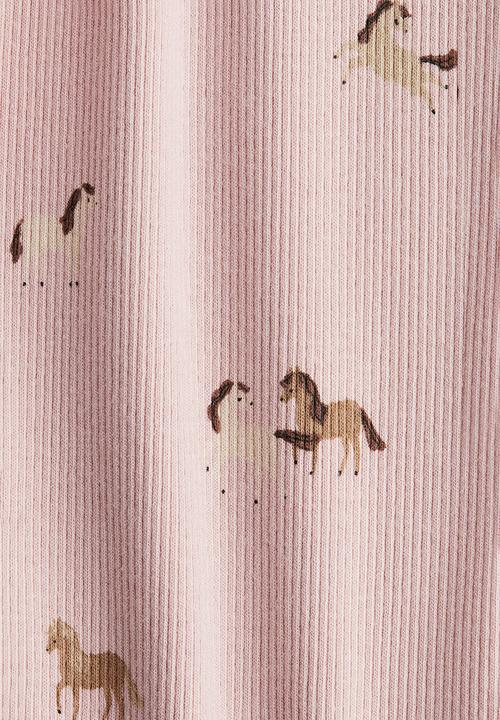 H&M - Ribbed cotton leggings - light pink/horses 
