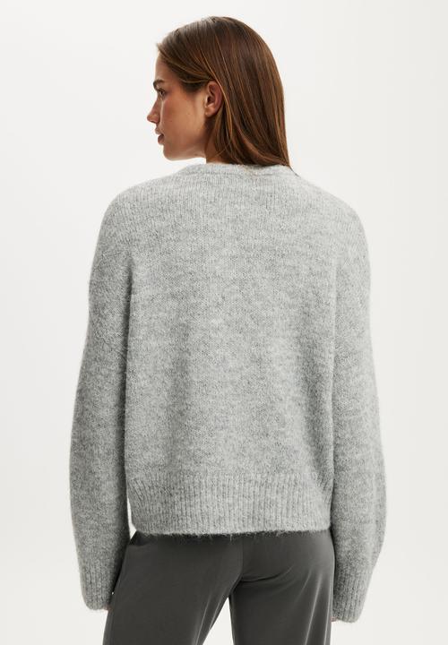 Cotton On - Luxe Crew Neck Sweater - Dreamy Mid Grey Marle