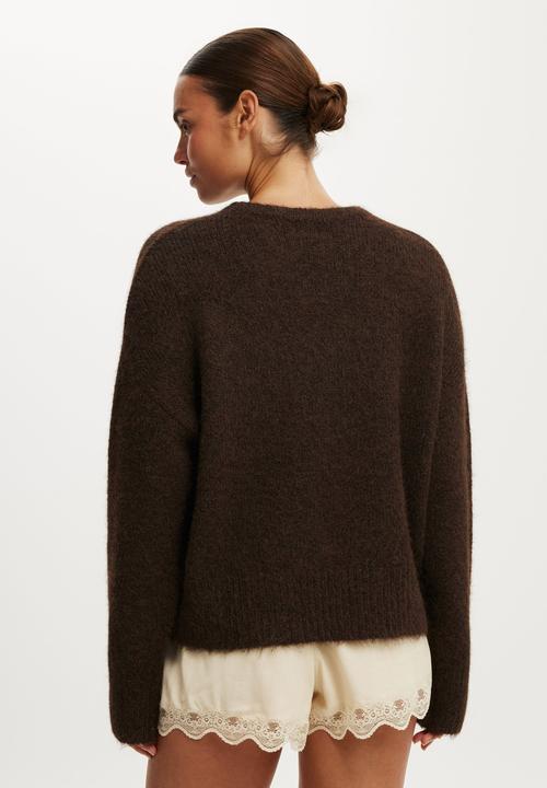 Cotton On - Luxe Crew Neck Sweater - Dreamy Dark Oak