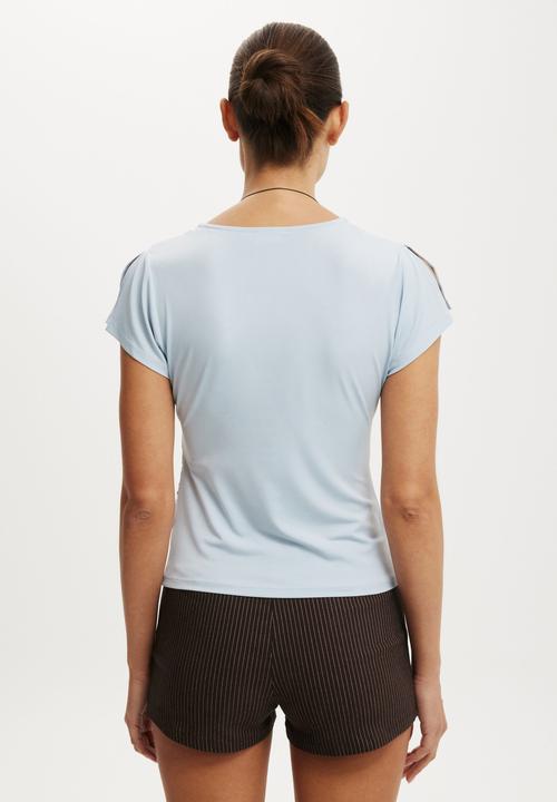 Cotton On - Marlo Wrap Short Sleeve - Iced Marine