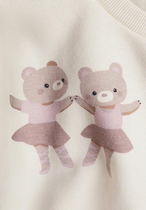 H&M - Printed brushed-inside sweatshirt - cream/ballerinas
