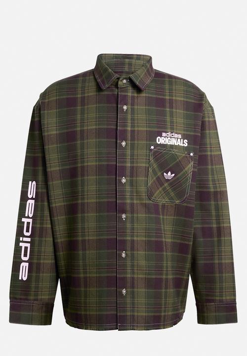 adidas Originals - Originals Workwear Graphic Flannel Workshirt - Olive plaid
