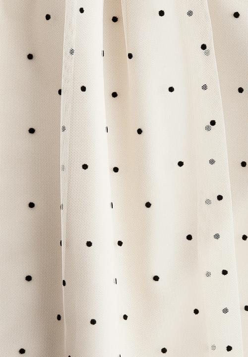 H&M - Flounced tulle dress - light beige/spotted