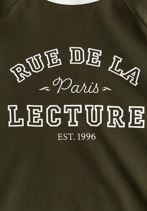 H&M - Cropped t-shirt - dark green paris