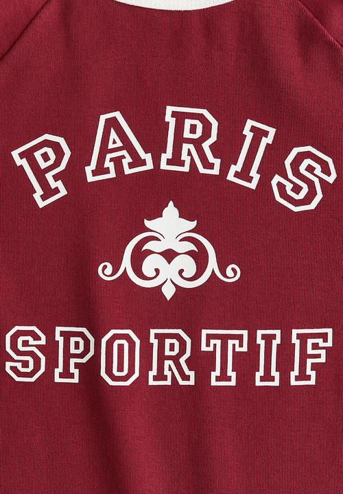 H&M - Cropped t-shirt - dark red paris