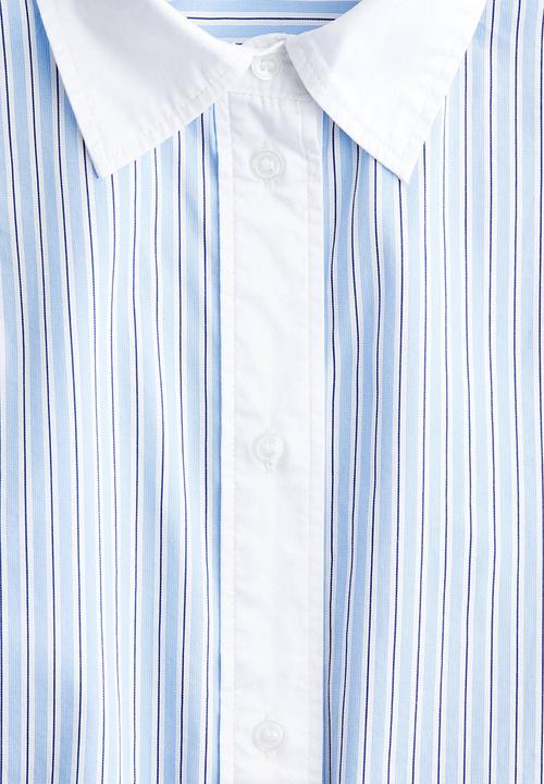 H&M - Short poplin shirt - light blue striped