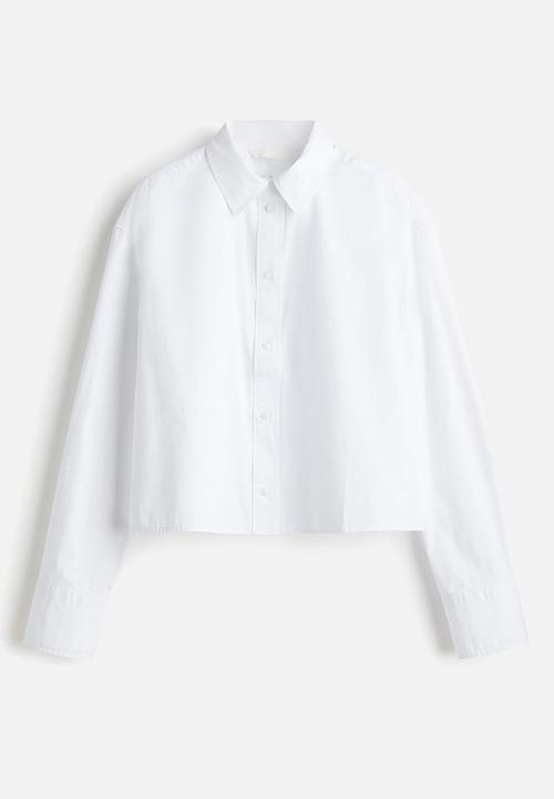 H&M - Short poplin shirt - white