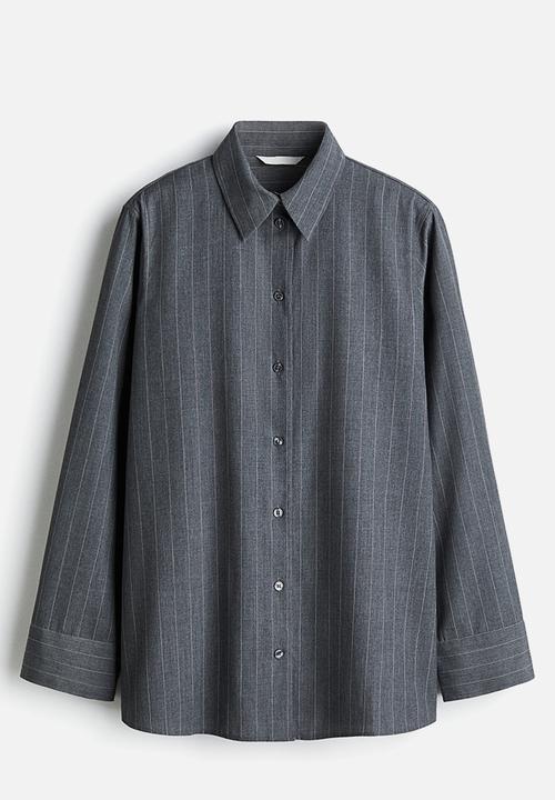 H&M - Long shirt - dark grey pinstriped