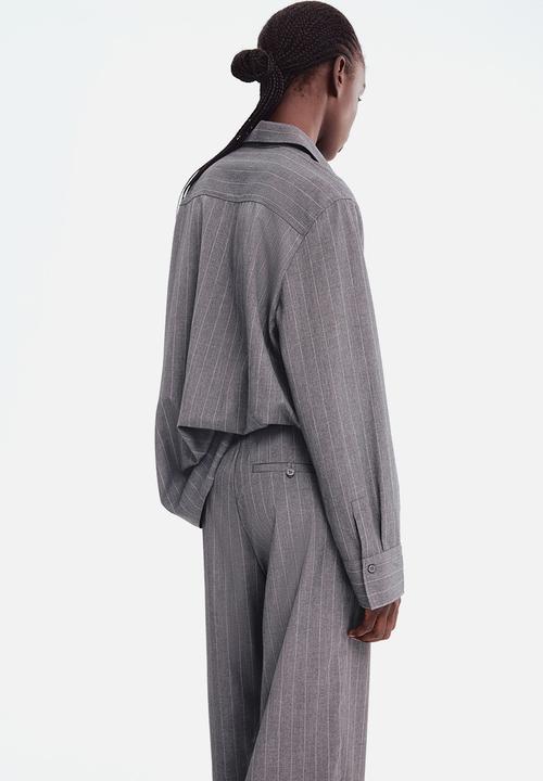 H&M - Tailored trousers - grey marl pinstriped