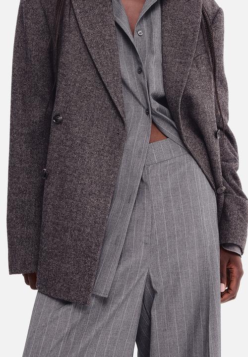 H&M - Tailored trousers - grey marl pinstriped