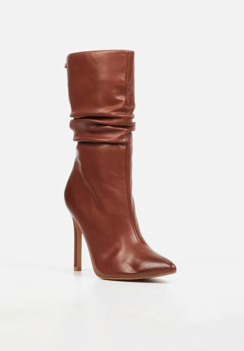 Miss Black - Boss 3 ruched heel ankle boot - brown