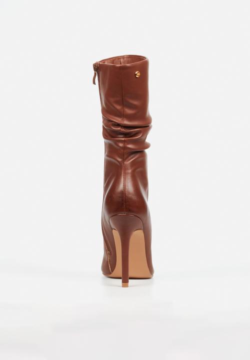 Miss Black - Boss 3 ruched heel ankle boot - brown