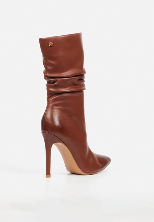 Miss Black - Boss 3 ruched heel ankle boot - brown