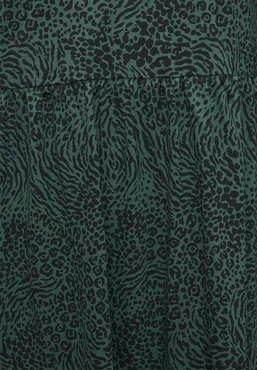 Brave Soul - Ladies Long Sleeve Smock Midi Dress - Black/Green
