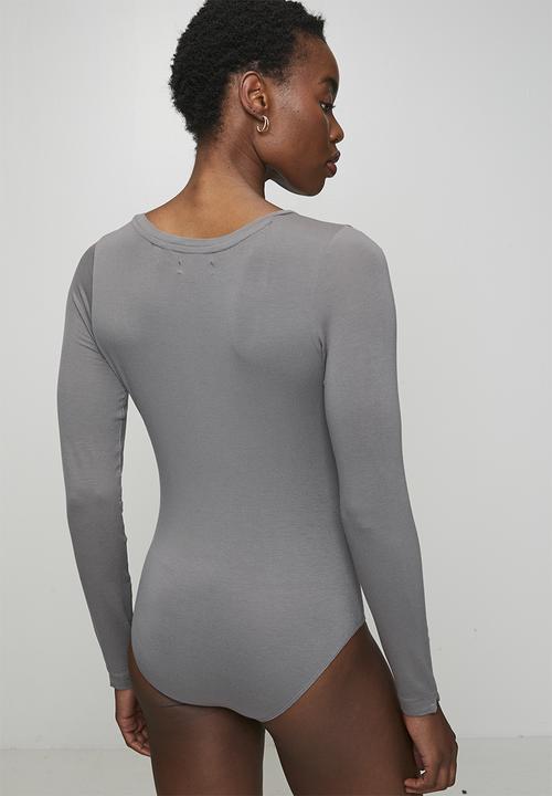 Brave Soul - Ladies V Neck Long Sleeve Bodysuit - Slate