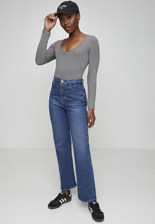 Brave Soul - Ladies V Neck Long Sleeve Bodysuit - Slate