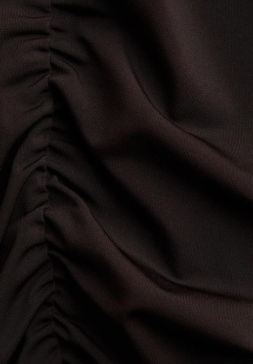 H&M - Draped long-sleeved top - dark brown