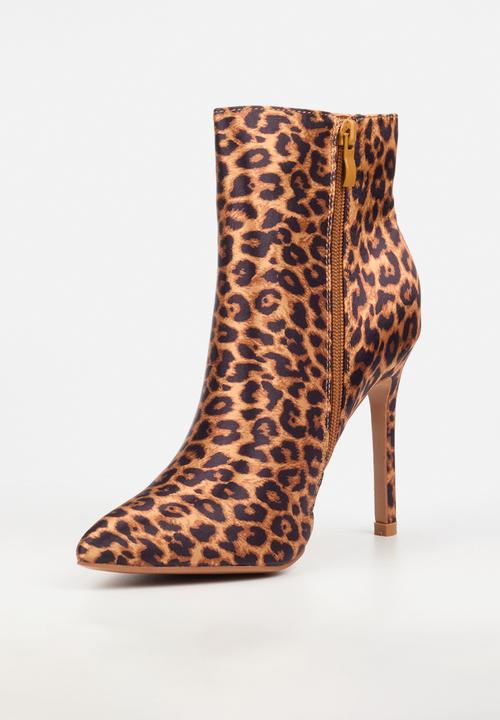 Miss Black - Boss 24 heel ankle boot - leopard - black & brown 