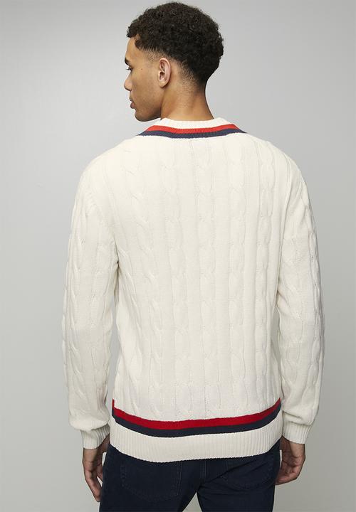 POLO - Kan Cable Ls Knitwear - Off White