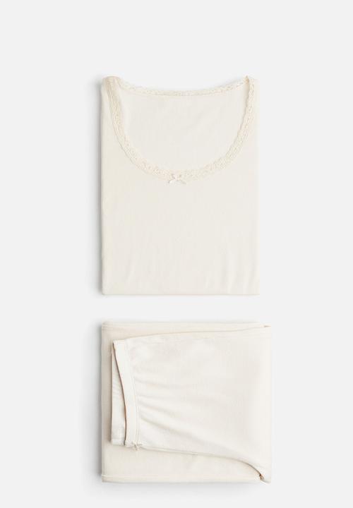 H&M - Ribbed pyjamas - cream