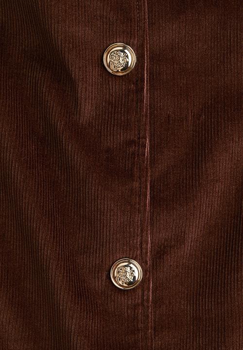 H&M - Corduroy pinafore dress - dark brown