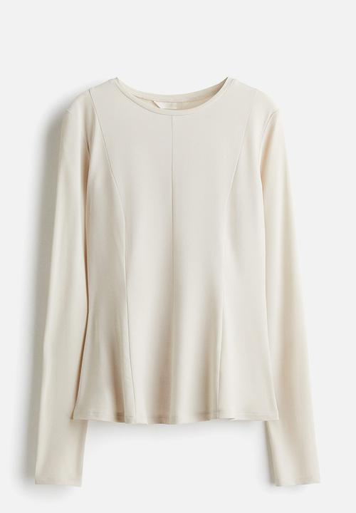 H&M - Peplum top - light-beige