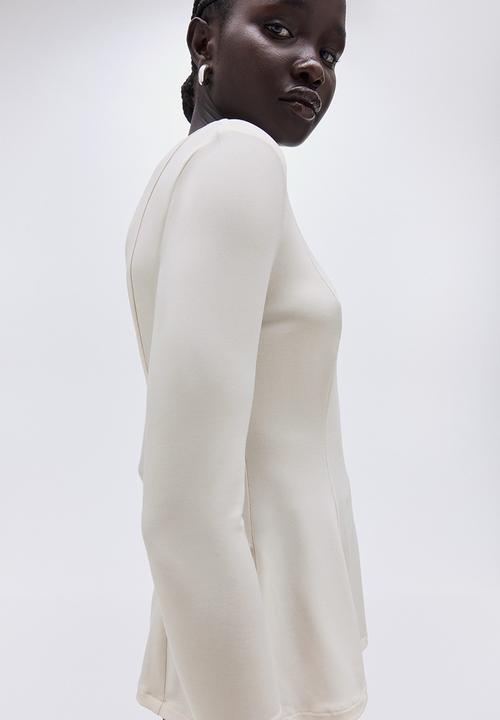 H&M - Peplum top - light-beige