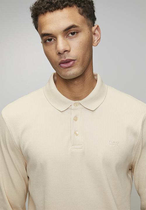 POLO - Kamo Pjc Ribbed Ls Golfer - Light Stone