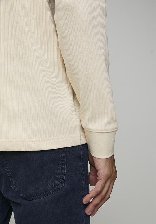 POLO - Kamo Pjc Ribbed Ls Golfer - Light Stone