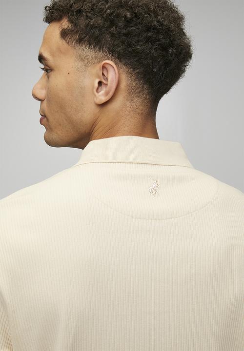 POLO - Kamo Pjc Ribbed Ls Golfer - Light Stone